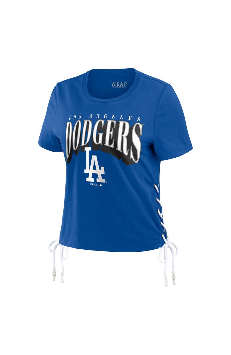 WEAR by Erin Andrews Women's WEAR by Erin Andrews Royal Los Angeles Dodgers Side Lace-Up Cropped T-Shirt, Alternate, color, 