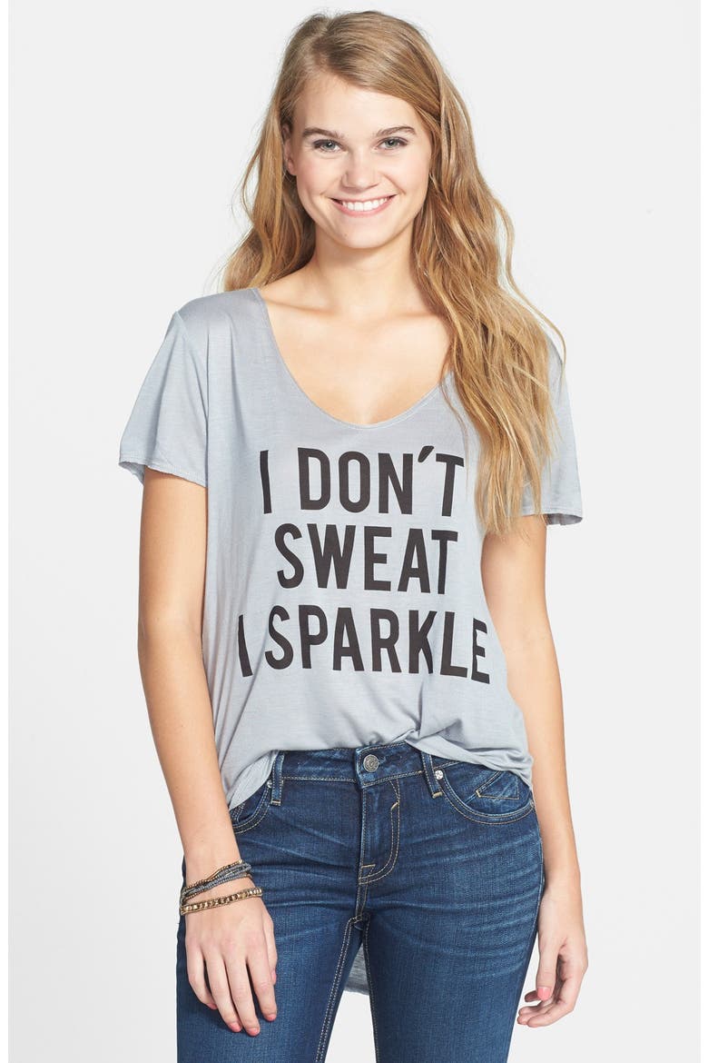 Recycled Karma 'I Don't Sweat' Graphic Tee, Main, color, GREY MIRCO