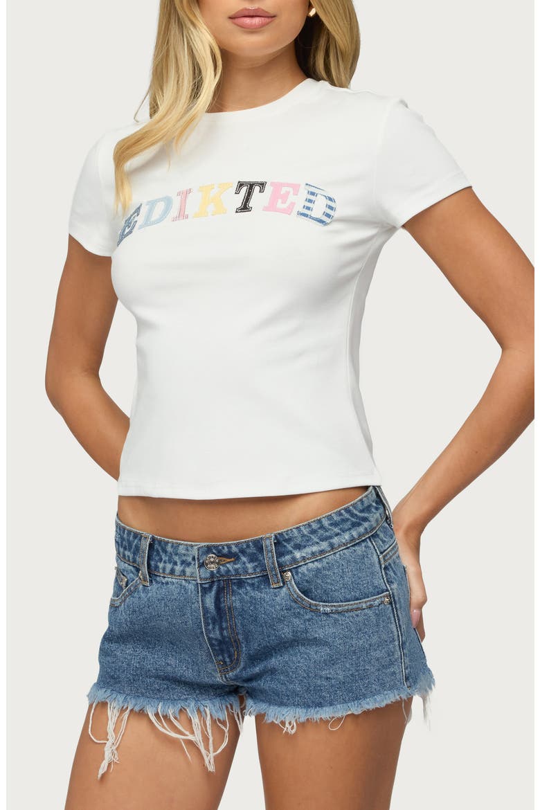 Patchwork Logo Baby Tee, Alternate, color, WHITE