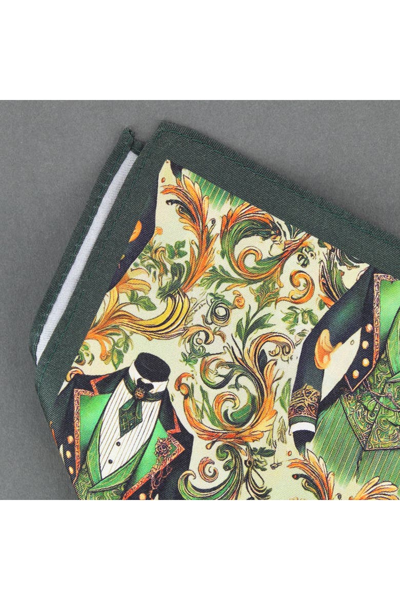 Shall We Dance Silk Novelty 12x12 Pocket Square, Alternate, color, Green