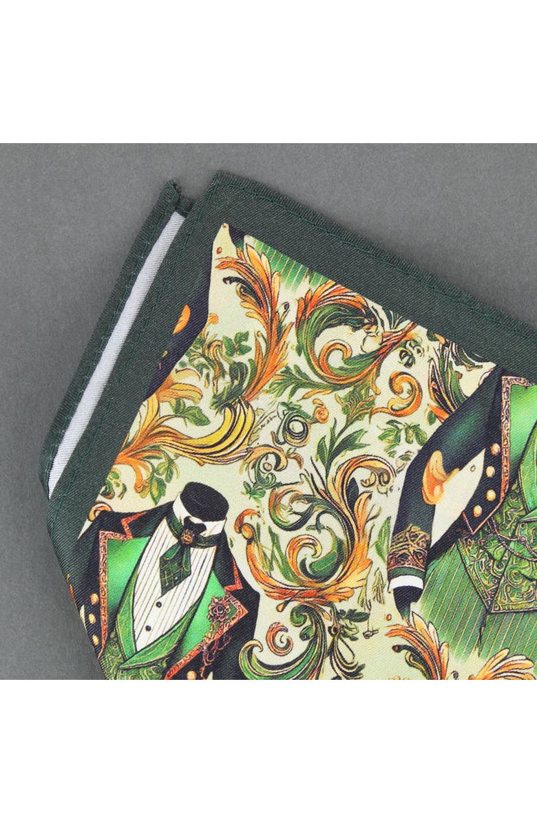 Trafalgar Shall We Dance Silk Novelty 12x12 Pocket Square, Alternate, color, Green