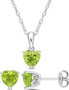 DELMAR Peridot Stud Earrings & Necklace Set