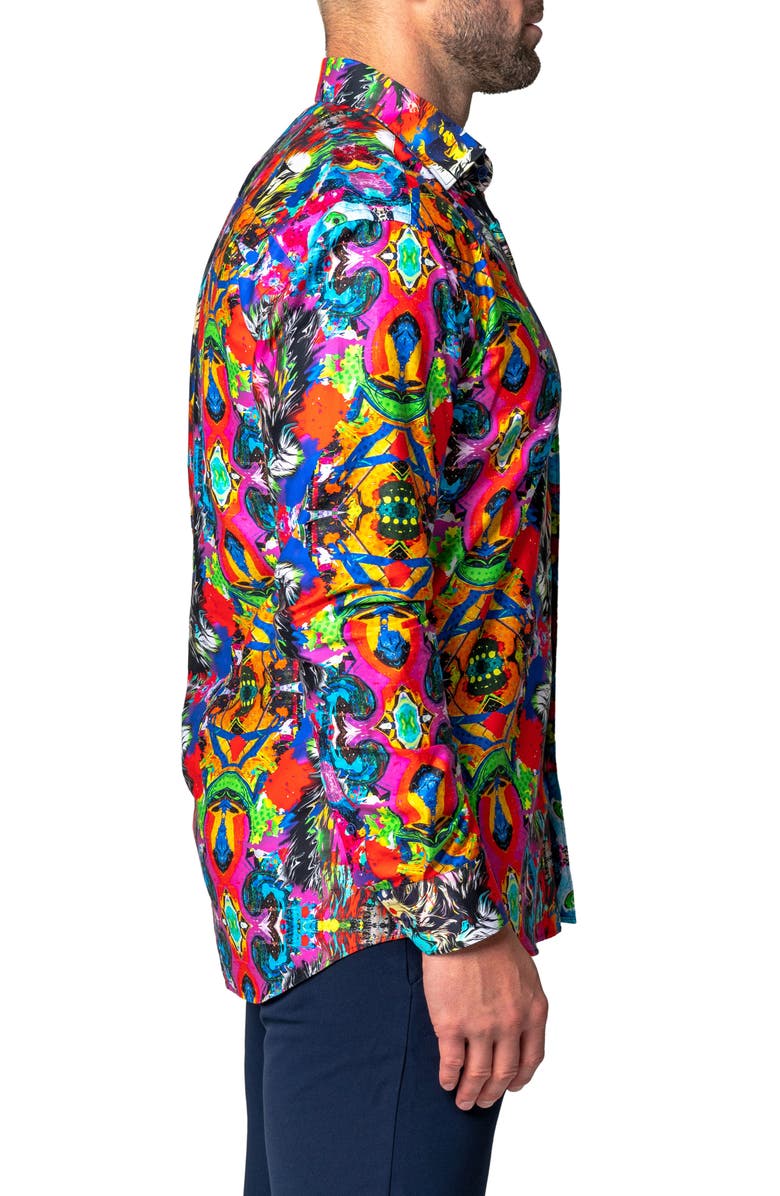 Maceoo Fibonacci Acidroar Regular Fit Button-Up Shirt, Alternate, color, Blue Multi