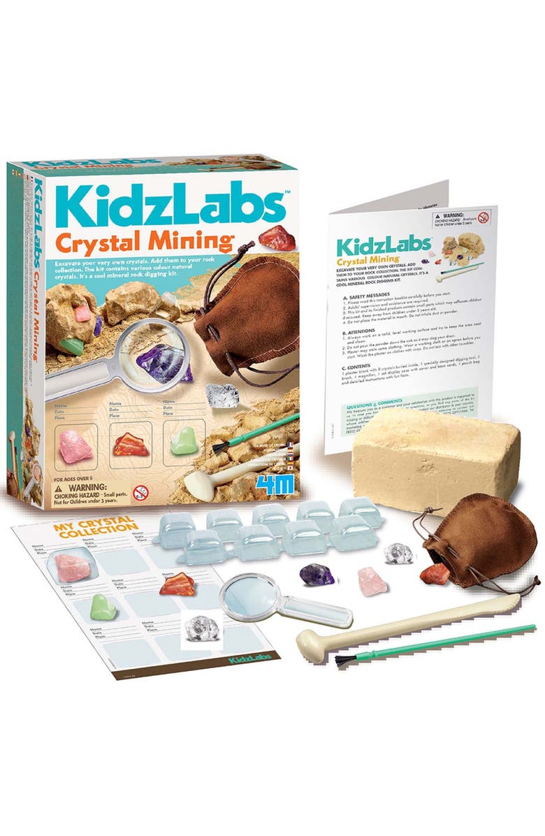 4M KidzLabs Crystal Mining Excavation Kit and Tool Set, Alternate, color, Multicolored