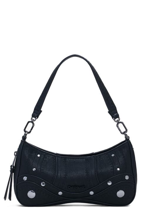 Embroidered Faux Leather Crossbody Bag