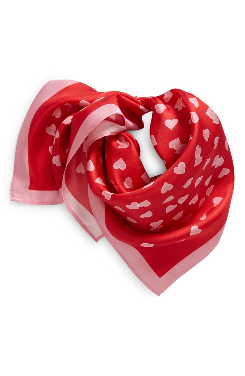 Kate Spade New York heart links silk bandana scarf, Alternate, color,
