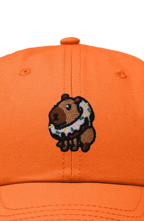 Dalix Capybara Donut Embroidered Cap In Orange
