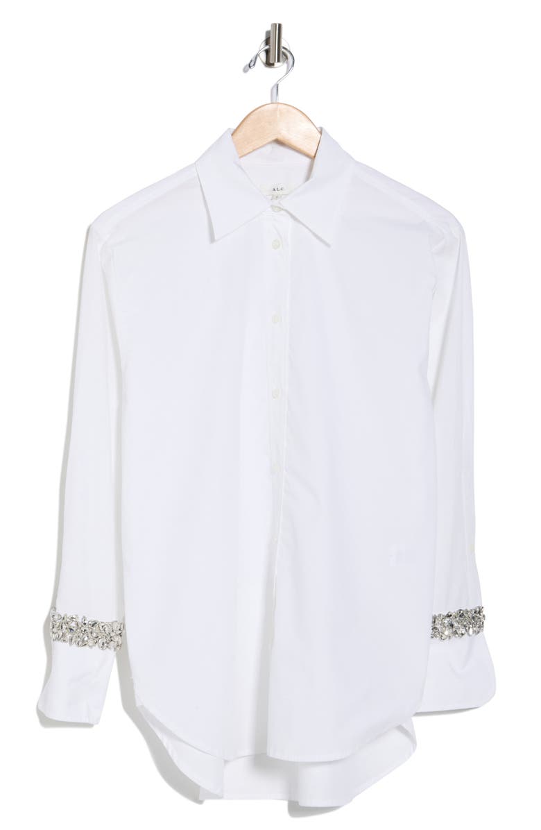 A.L.C. Calvin Crystal Embellished Cuff Button-Up Shirt, Alternate, color, 