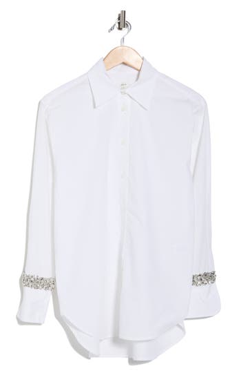 A.l.c . Calvin Crystal Embellished Cuff Button-up Shirt In White
