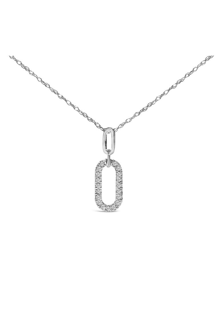 14K White Gold Diamond Accent Paperclip Pendant Necklace, Main, color, White Gold