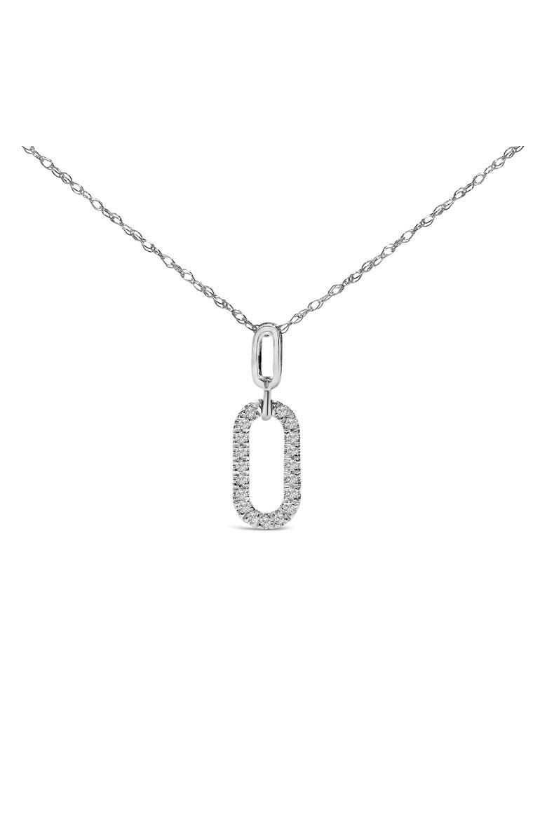 Haus of Brilliance 14K White Gold Diamond Accent Paperclip Pendant Necklace, Main, color, White Gold