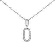 Haus of Brilliance 14K White Gold Diamond Accent Paperclip Pendant Necklace