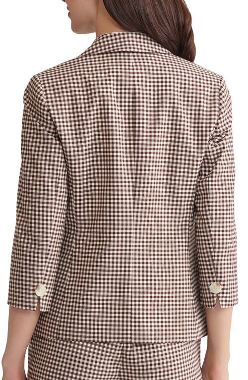 Jones New York Gingham Faux Double Breasted Jacket In Burgundy