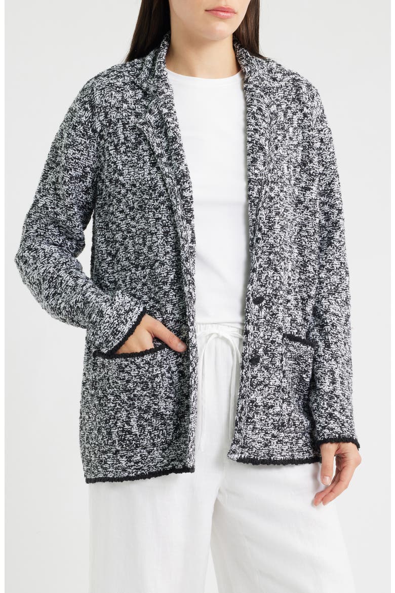 Notch Collar Cardigan, Main, color, BLACK/ WHITE