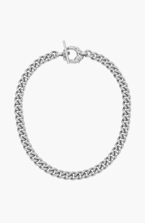 Cora Curb Chain Necklace In Silver