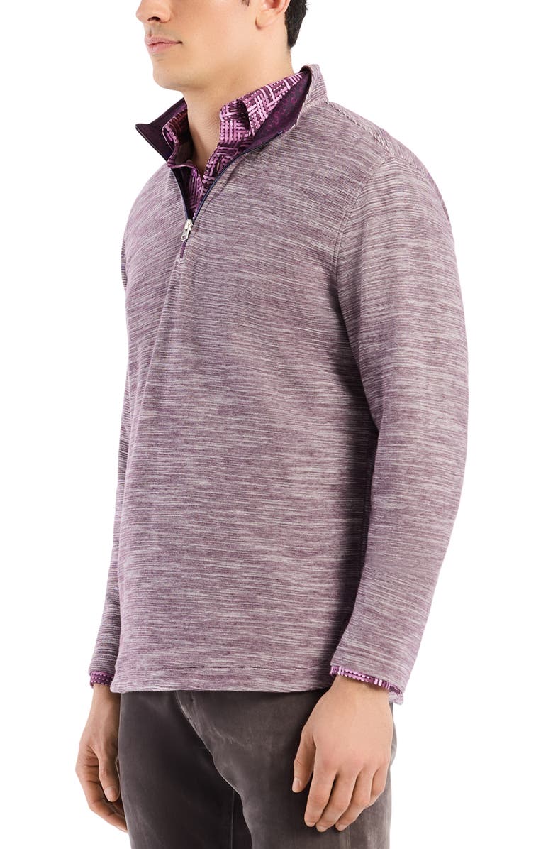 Robert Graham Ledson Space Dye Cotton Quarter Zip Top, Alternate, color, Berry