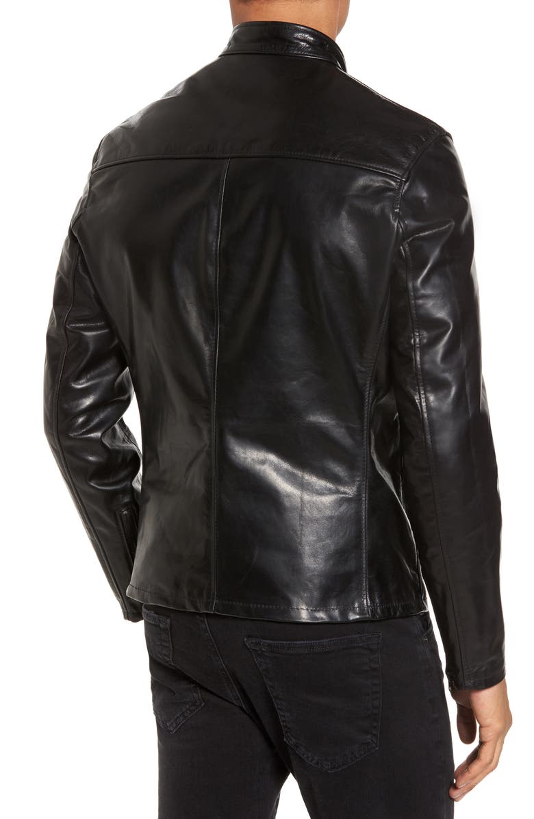 Schott NYC Café Racer Unlined Cowhide Leather Jacket, Alternate, color, Black