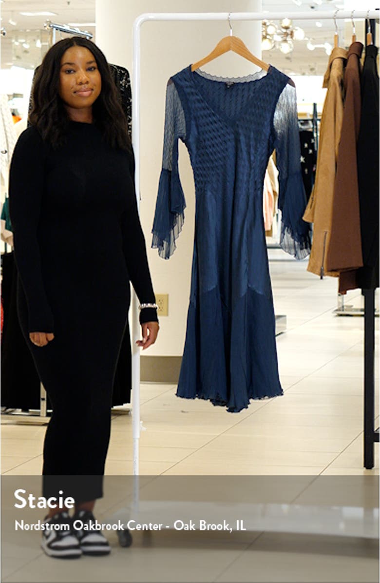 Bell Sleeve Charmeuse & Chiffon A-Line Dress, sales video thumbnail