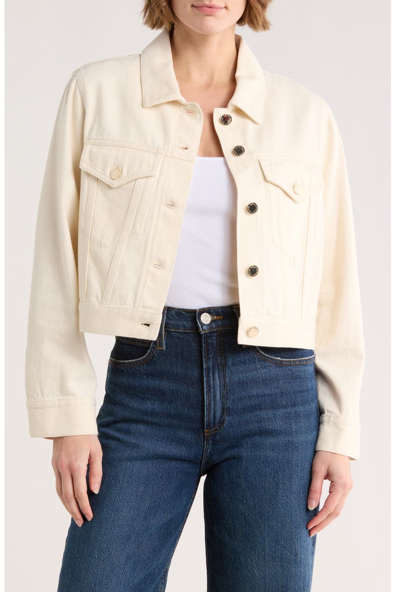 Chloe Relaxed Boxy Crop Denim Jacket, Main, color, NATURAL