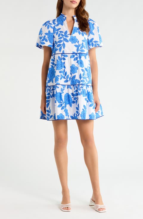 Candace Floral Tiered Cotton Minidress