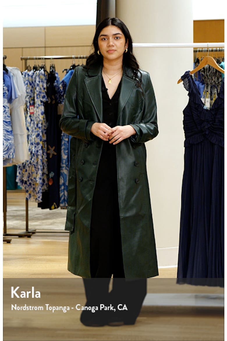 Double Breasted Faux Leather Trench Coat video
