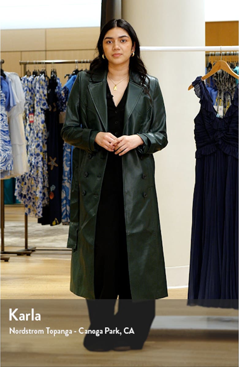 Double Breasted Faux Leather Trench Coat, sales video thumbnail