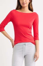 BP. Boat Neck Three-Quarter Sleeve Top