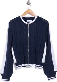 Princess Polly Tevyn Zip Front Cable Knit Cardigan