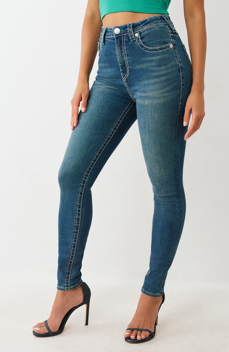 True Religion Halle Big T High Rise Skinny Jeans, Alternate, color, Medium Abyss Wash