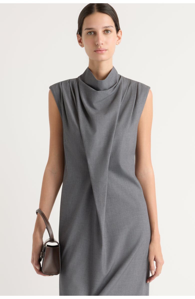 Modern Citizen Amara Gathered-Neck Drape Dress, Alternate, color, Grey