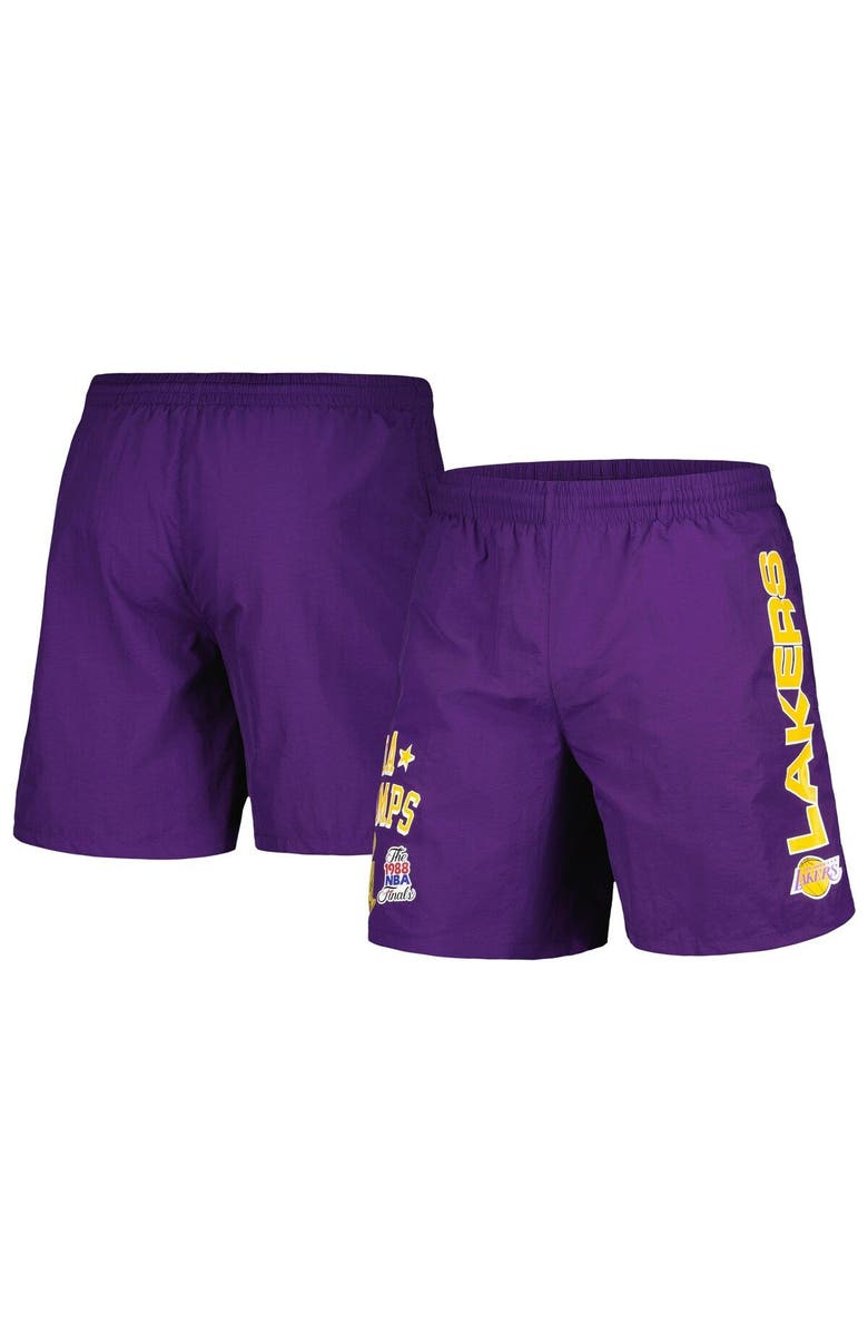 Mitchell & Ness Men's Mitchell & Ness Purple Los Angeles Lakers 1988 Finals Champions Heritage Shorts, Main, color, Purple