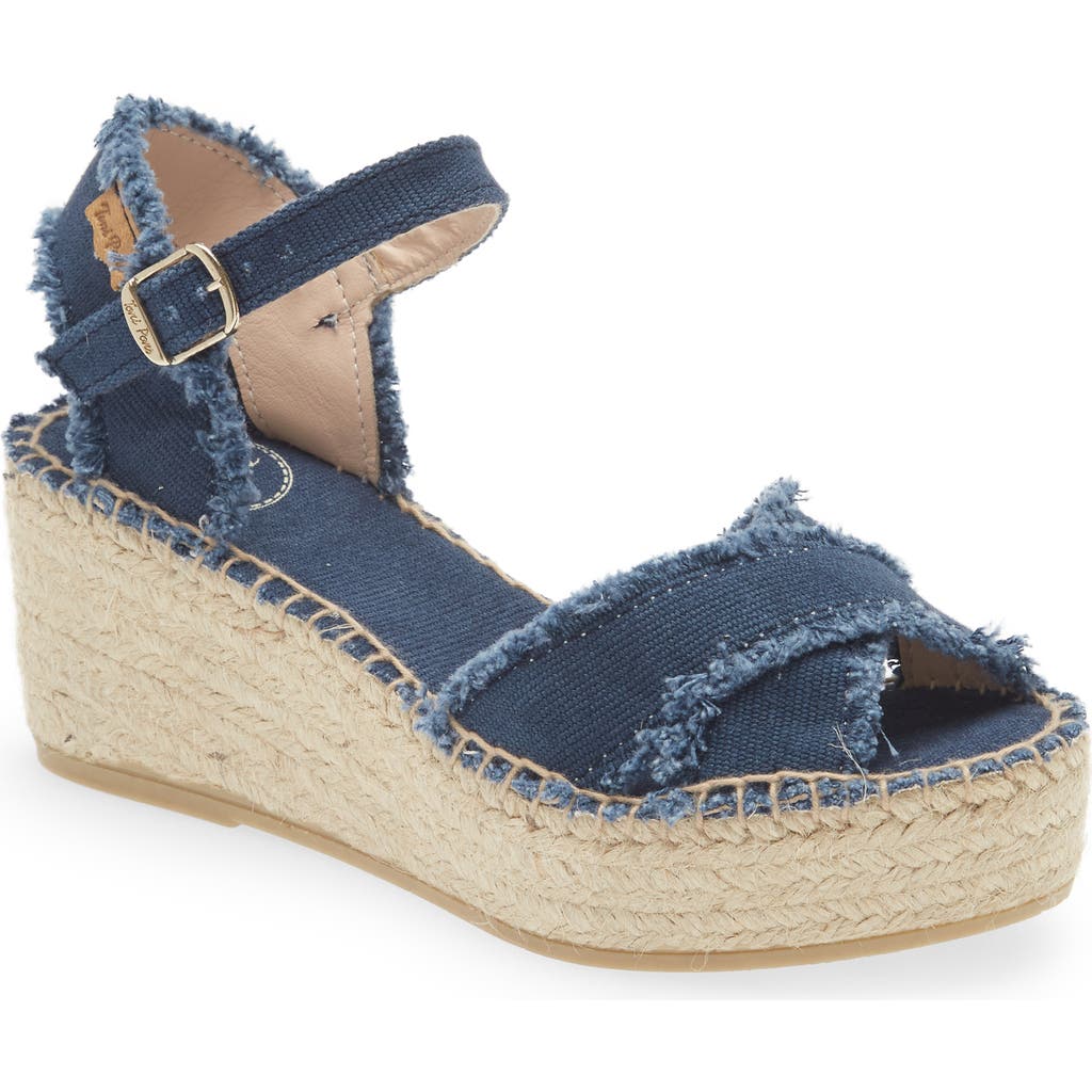 Toni Pons Irina Ankle Strap Wedge Sandal In Mari Navy Fabric