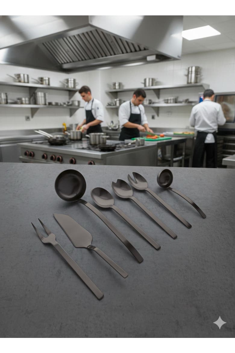 Stile By Pininfarina Serving Set - 7 Pieces, Alternate, color, Ice Black Gold