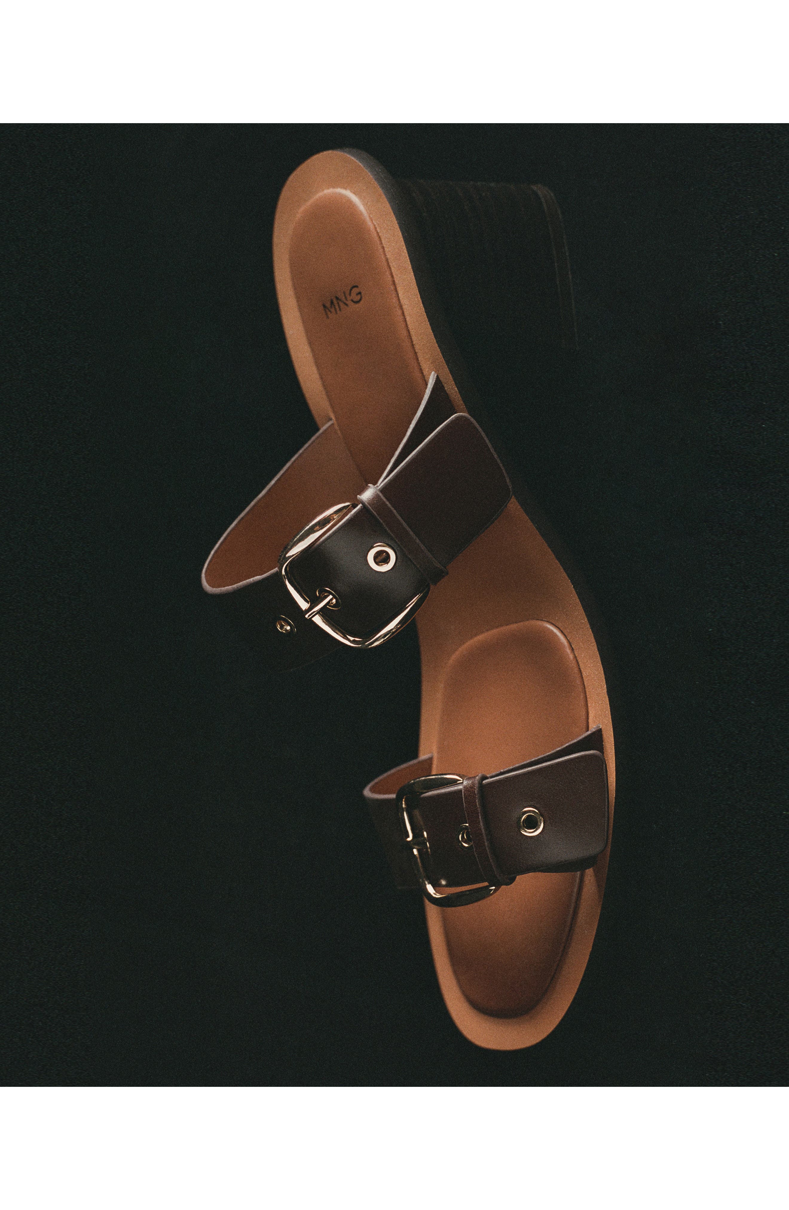 Amy Buckle Strap Slide Sandal, Alternate, color, BROWN