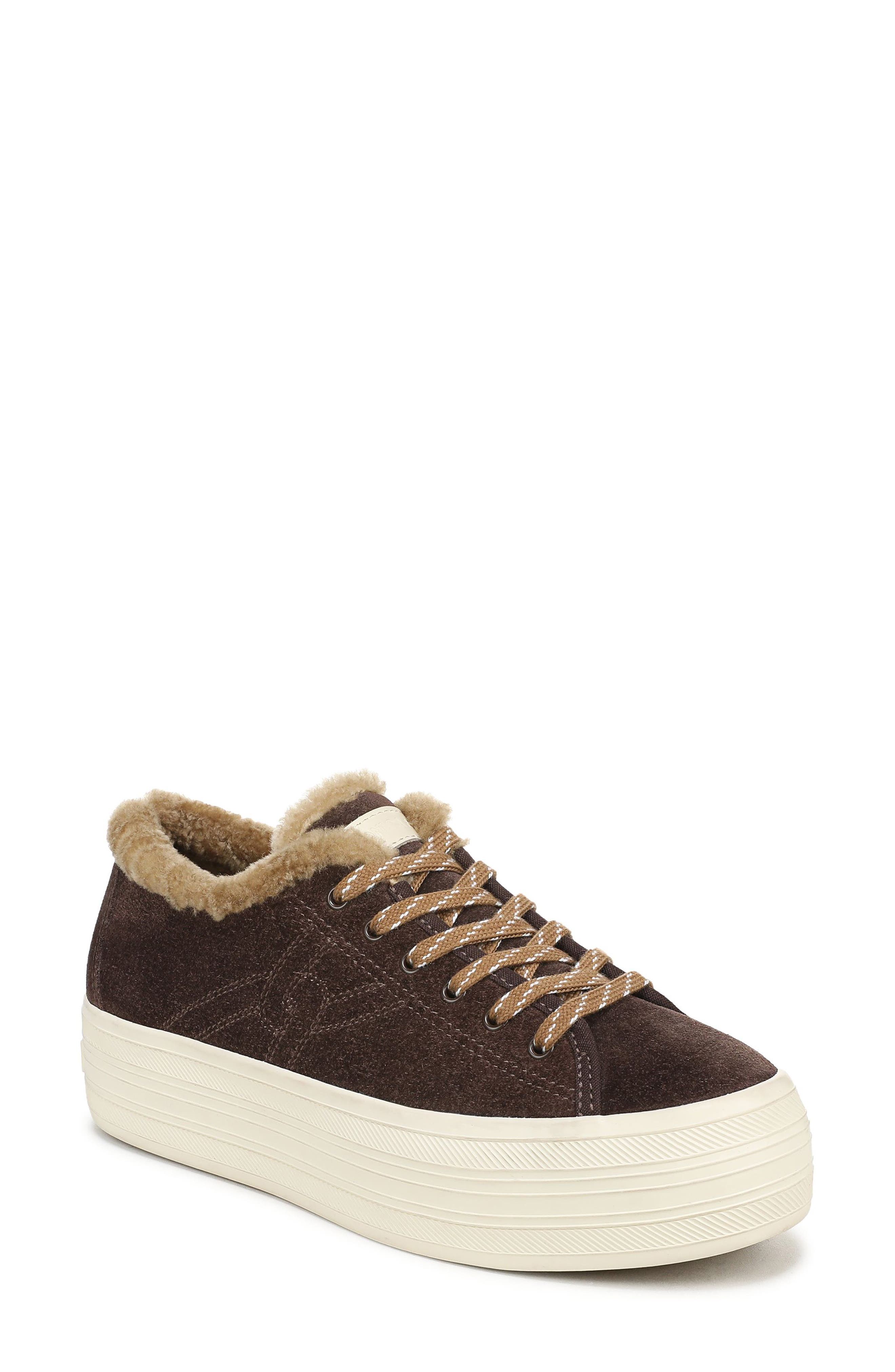 Truett Genuine Shearling Sneaker, Main, color, ESPRESSO SUEDE
