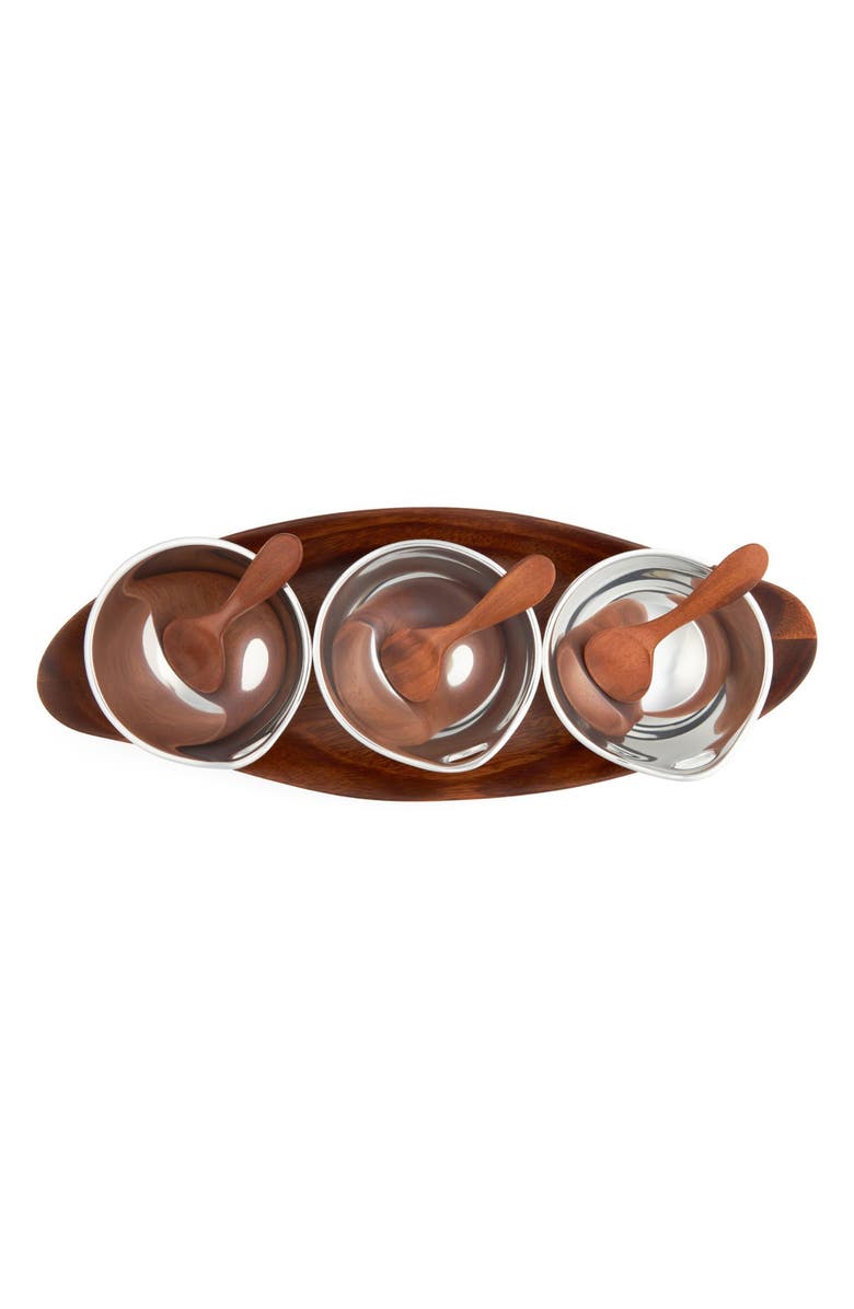 Nambé Portables Triple Condiment Serving Set, Alternate, color, Brown