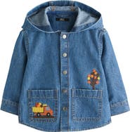 NEXT Kids' Digger Embroidered Denim Hooded Shirt