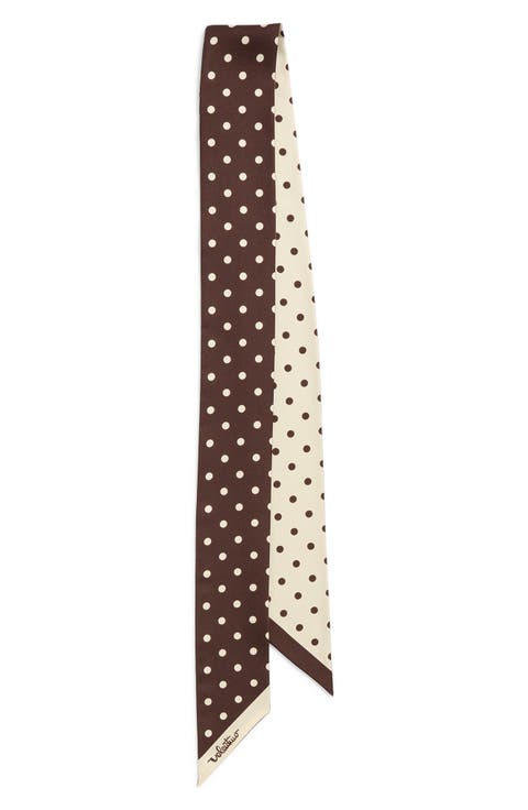 Polka Dot Reversible Silk Twill Skinny Scarf