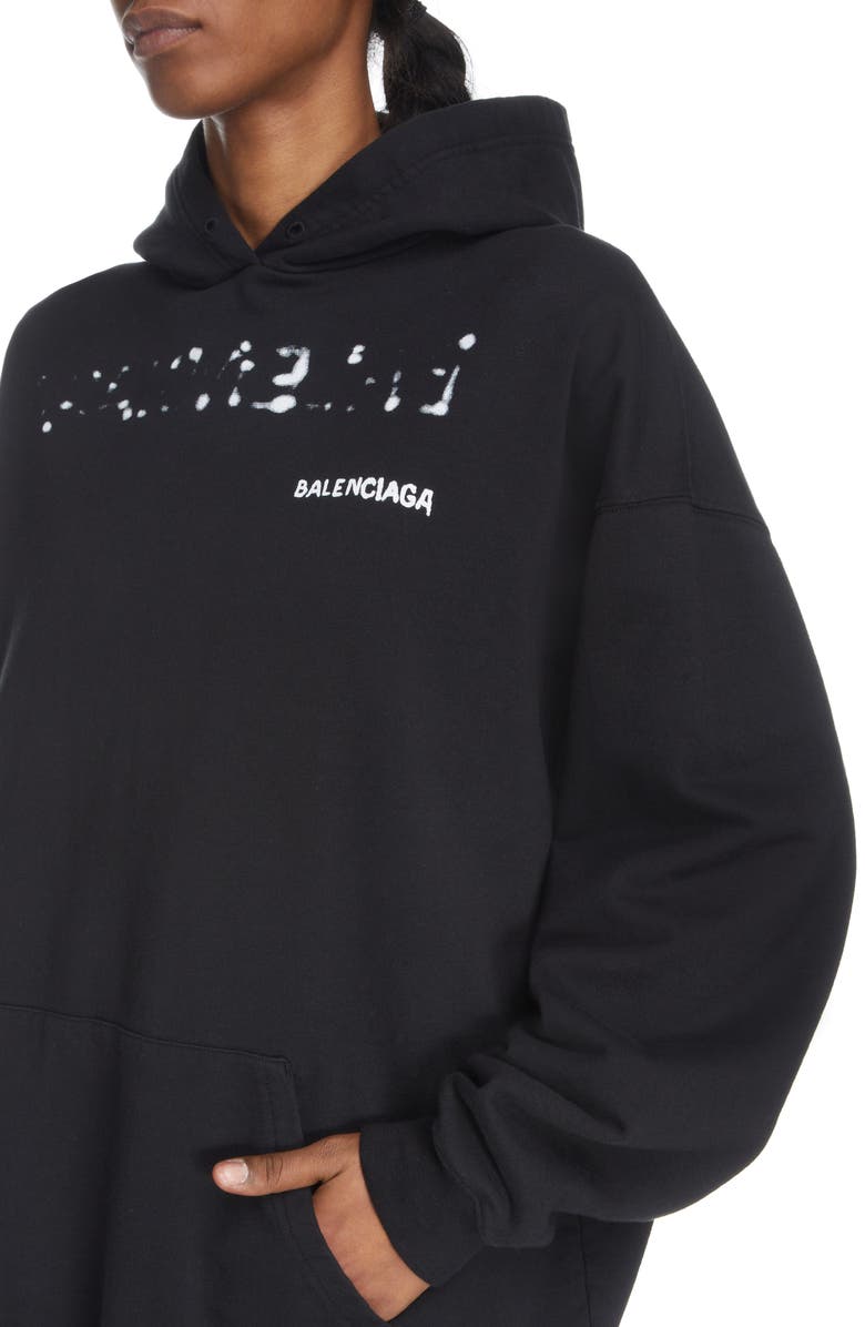 Balenciaga Medium Fit Logo Graphic Hoodie, Alternate, color, 