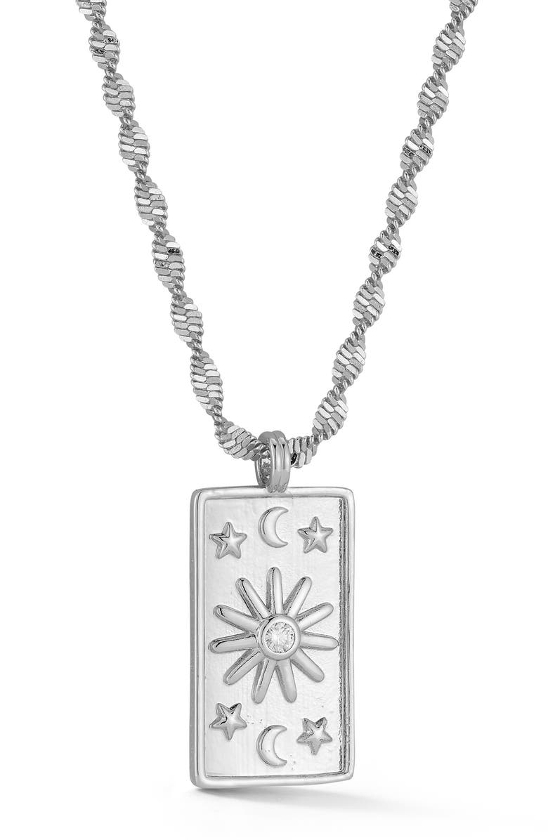 SPHERA MILANO Cubic Zirconia Celestial Pendant Necklace, Main, color, Silver