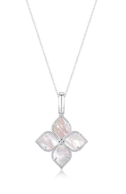 Suzy Levian Pavé Cubic Zirconia & Enamel Flower Pendant Necklace