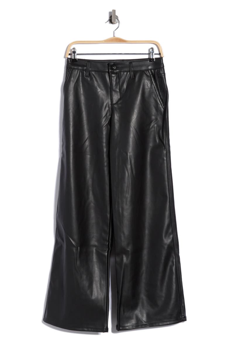 Faux Leather Wide Leg Pants, Alternate, color, BLACK