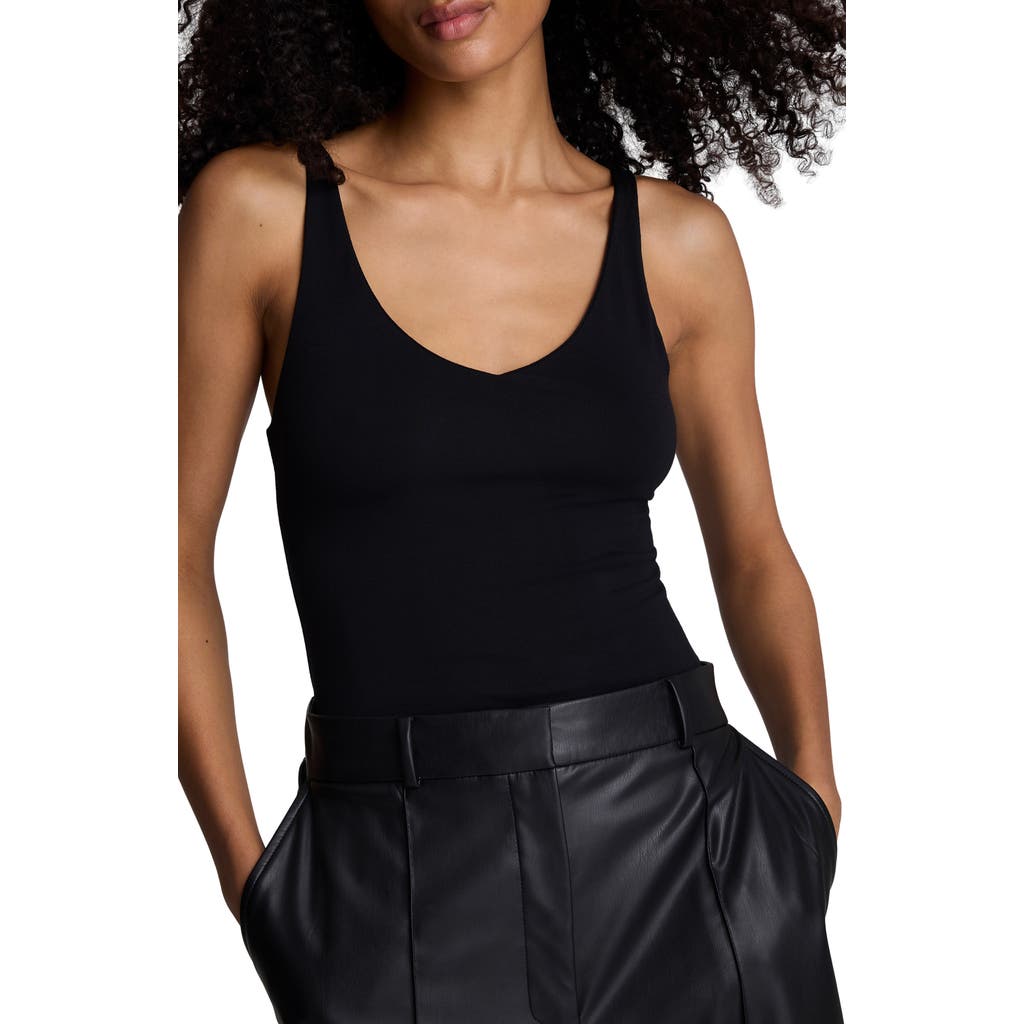 Kenneth Cole V-neck Knit Tank In Black