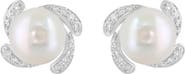 EFFY Sterling Silver Freshwater Pearl & Diamond Stud Earrings