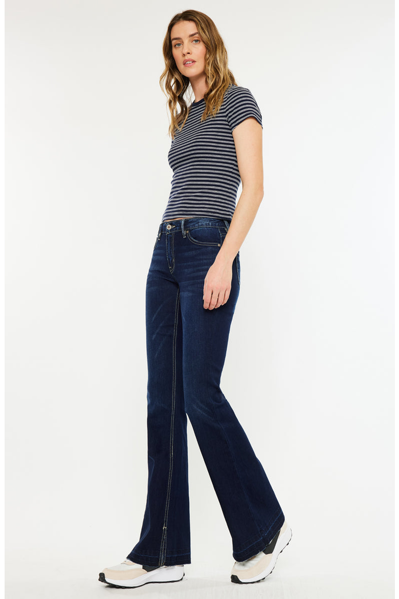 Heidi Mid Rise Flare Jeans, Alternate, color, Dark Wash