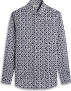 Bugatchi Axel Shaped Fit Geo Print Stretch Cotton Button-Up Shirt