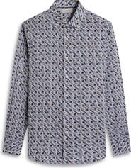 Bugatchi Axel Shaped Fit Geo Print Stretch Cotton Button-Up Shirt
