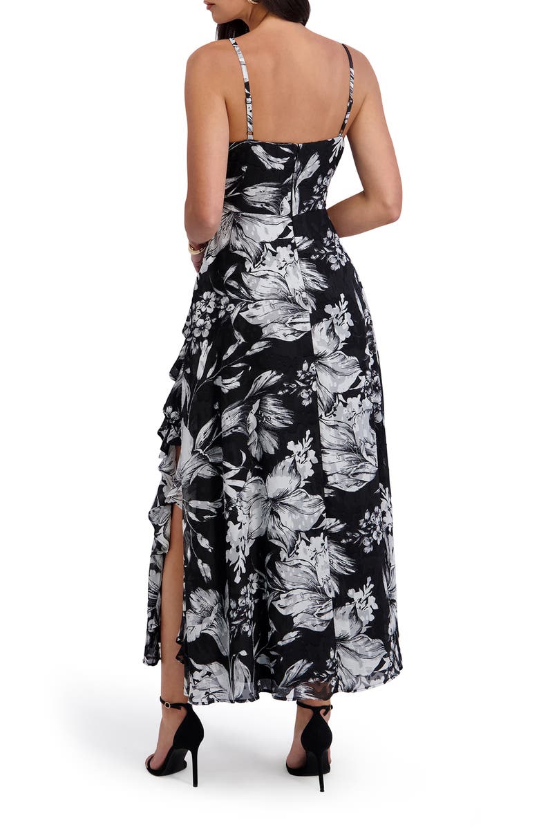 Siena Burnout Chiffon Midi Dress, Alternate, color, Black/ White
