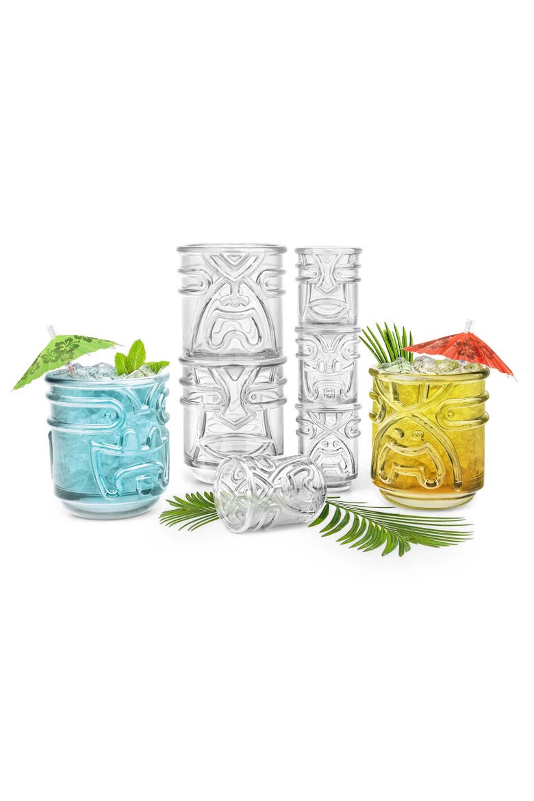 Tiki Shot Glasses, Set of 4, Alternate, color, Clear
