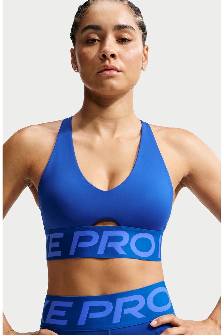 Dri-FIT Cutout Racerback Sports Bra, Alternate, color, OLD ROYAL/ WHITE